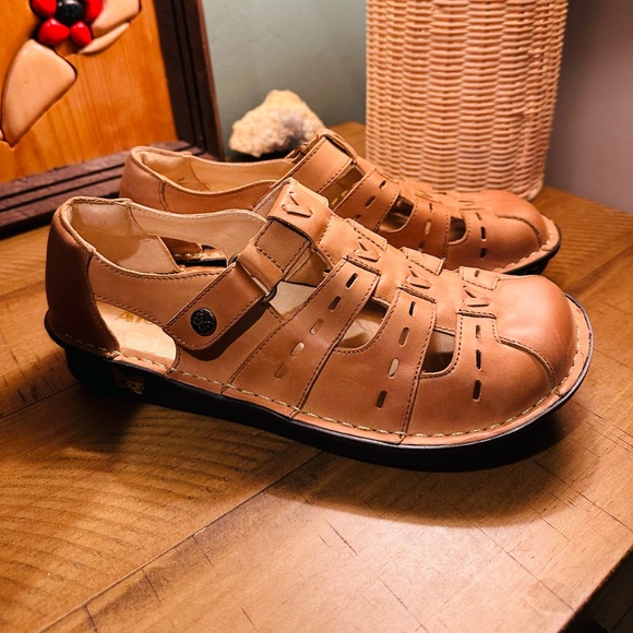 Alegria Shoes - ALEGRIA PESCA FISHERMAN Comfort Sandals Brown Leather Upper/Velcro Size38/US8